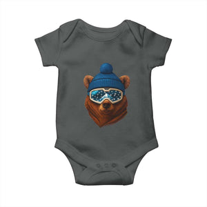 Grizzly Bear Snowboard Goggles Skiing Snow Winter Sport Baby Onesie TS11 Dark Heather Print Your Wear
