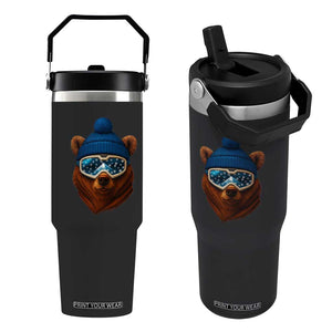 Grizzly Bear Snowboard Goggles Skiing Snow Winter Sport Flip Straw Tumbler TS11 One Size: 30 oz Black Print Your Wear