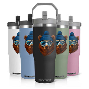 Grizzly Bear Snowboard Goggles Skiing Snow Winter Sport Flip Straw Tumbler TS11 Print Your Wear