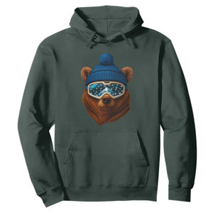 Grizzly Bear Snowboard Goggles Skiing Snow Winter Sport Hoodie TS11 Dark Forest Green Print Your Wear