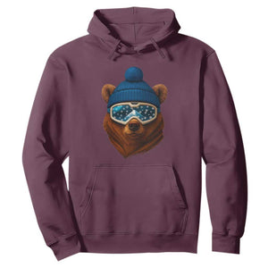 Grizzly Bear Snowboard Goggles Skiing Snow Winter Sport Hoodie TS11 Maroon Print Your Wear