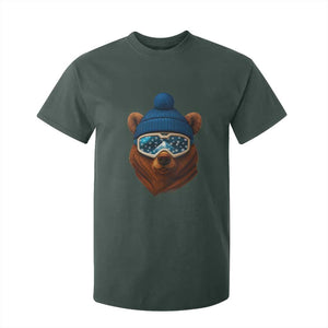Grizzly Bear Snowboard Goggles Skiing Snow Winter Sport T Shirt For Kid TS11 Dark Forest Green Print Your Wear
