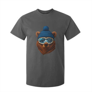 Grizzly Bear Snowboard Goggles Skiing Snow Winter Sport T Shirt For Kid TS11 Dark Heather Print Your Wear