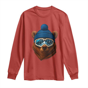 Grizzly Bear Snowboard Goggles Skiing Snow Winter Sport Long Sleeve Shirt TS11 Red Print Your Wear