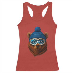 Grizzly Bear Snowboard Goggles Skiing Snow Winter Sport Racerback Tank Top TS11 Red Print Your Wear
