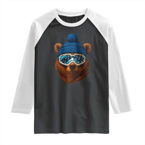 Grizzly Bear Snowboard Goggles Skiing Snow Winter Sport Raglan Shirt TS11 Black White Print Your Wear