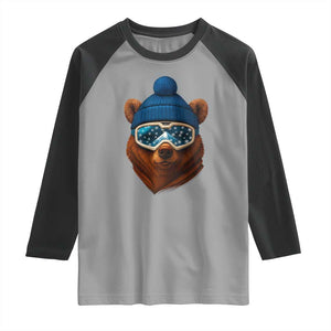 Grizzly Bear Snowboard Goggles Skiing Snow Winter Sport Raglan Shirt TS11 Sport Gray Black Print Your Wear