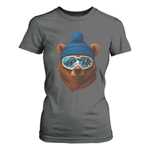 Grizzly Bear Snowboard Goggles Skiing Snow Winter Sport T Shirt For Women TS11 Dark Heather Print Your Wear