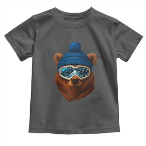 Grizzly Bear Snowboard Goggles Skiing Snow Winter Sport Toddler T Shirt TS11 Dark Heather Print Your Wear