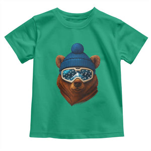 Grizzly Bear Snowboard Goggles Skiing Snow Winter Sport Toddler T Shirt TS11 Irish Green Print Your Wear