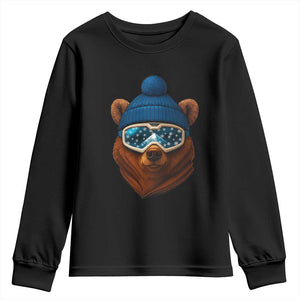Grizzly Bear Snowboard Goggles Skiing Snow Winter Sport Youth Sweatshirt TS11 Black Print Your Wear