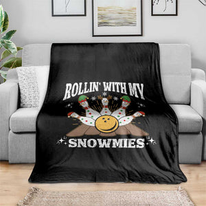 Funny Christmas Bowling Throw Blanket Rollin With My Snowmies Bowling Pins TS11 Print Your Wear