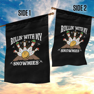 Funny Christmas Bowling Garden Flag Rollin With My Snowmies Bowling Pins TS11 Print Your Wear