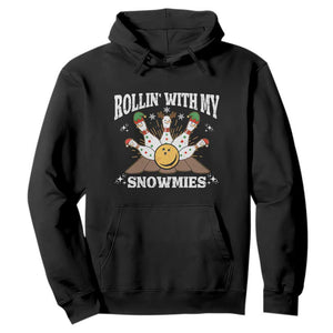 Funny Christmas Bowling Hoodie Rollin With My Snowmies Bowling Pins TS11 Black Print Your Wear