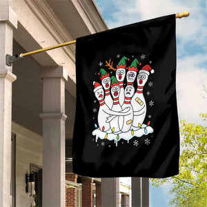 Funny Scared Cartoon Christmas Bowling Pins Garden Flag TS11 Print Your Wear