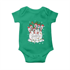Funny Scared Cartoon Christmas Bowling Pins Baby Onesie TS11 Irish Green Print Your Wear