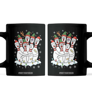 Funny Scared Cartoon Christmas Bowling Pins Coffee Mug - Print Your Wear