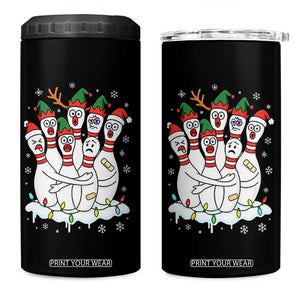 Funny Scared Cartoon Christmas Bowling Pins 4 in 1 Can Cooler Tumbler - Print Your Wear