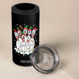 Funny Scared Cartoon Christmas Bowling Pins 4 in 1 Can Cooler Tumbler - Print Your Wear
