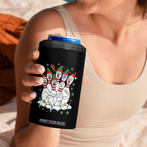 Funny Scared Cartoon Christmas Bowling Pins 4 in 1 Can Cooler Tumbler - Print Your Wear