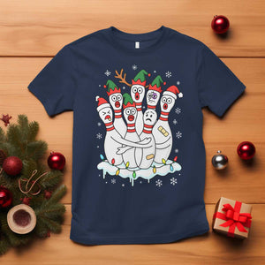 Funny Scared Cartoon Christmas Bowling Pins T Shirt TS11 Navy Print Your Wear