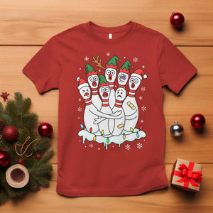 Funny Scared Cartoon Christmas Bowling Pins T Shirt TS11 Red Print Your Wear