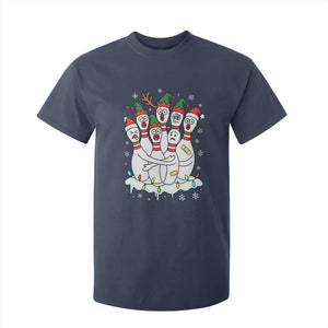 Funny Scared Cartoon Christmas Bowling Pins T Shirt For Kid TS11 Navy Print Your Wear