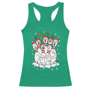 Funny Scared Cartoon Christmas Bowling Pins Racerback Tank Top TS11 Irish Green Print Your Wear