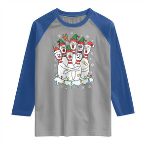 Funny Scared Cartoon Christmas Bowling Pins Raglan Shirt TS11 Sport Gray Royal Print Your Wear