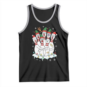Funny Scared Cartoon Christmas Bowling Pins Tank Top TS11 Black Athletic Heather Print Your Wear