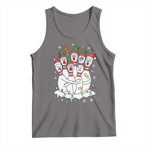 Funny Scared Cartoon Christmas Bowling Pins Tank Top TS11 Deep Heather Print Your Wear