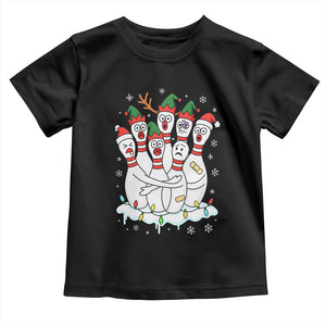 Funny Scared Cartoon Christmas Bowling Pins Toddler T Shirt TS11 Black Print Your Wear