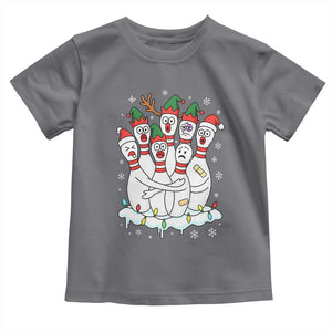 Funny Scared Cartoon Christmas Bowling Pins Toddler T Shirt TS11 Charcoal Print Your Wear