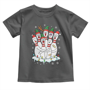 Funny Scared Cartoon Christmas Bowling Pins Toddler T Shirt TS11 Dark Heather Print Your Wear