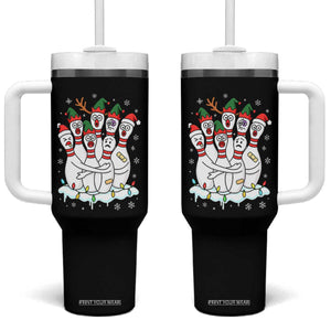Funny Scared Cartoon Christmas Bowling Pins Tumbler With Handle - Print Your Wear