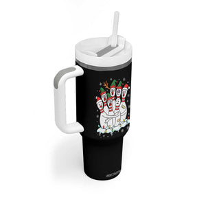 Funny Scared Cartoon Christmas Bowling Pins Tumbler With Handle - Print Your Wear