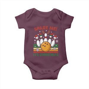 Funny Christmas Bowling Baby Onesie Spare Me Its Xmas Festive Holiday TS11 Maroon Print Your Wear