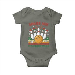 Funny Christmas Bowling Baby Onesie Spare Me Its Xmas Festive Holiday TS11 Military Green Print Your Wear