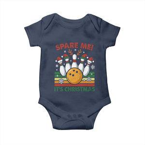 Funny Christmas Bowling Baby Onesie Spare Me Its Xmas Festive Holiday TS11 Navy Print Your Wear