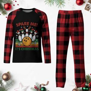 Funny Christmas Bowling Plaid Pajama Set Spare Me Its Xmas Festive Holiday TS11 Buffalo Plaid Print Your Wear