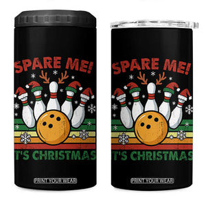 Funny Christmas Bowling 4 in 1 Can Cooler Tumbler Spare Me Its Xmas Festive Holiday - Print Your Wear