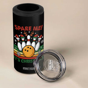 Funny Christmas Bowling 4 in 1 Can Cooler Tumbler Spare Me Its Xmas Festive Holiday - Print Your Wear