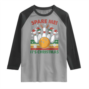 Funny Christmas Bowling Raglan Shirt Spare Me Its Xmas Festive Holiday TS11 Sport Gray Black Print Your Wear