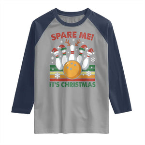 Funny Christmas Bowling Raglan Shirt Spare Me Its Xmas Festive Holiday TS11 Sport Gray Navy Print Your Wear
