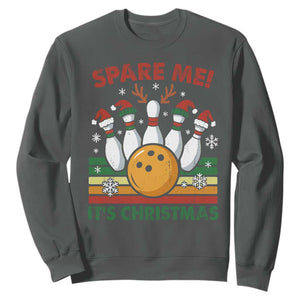 Funny Christmas Bowling Sweatshirt Spare Me Its Xmas Festive Holiday TS11 Dark Heather Print Your Wear