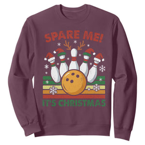 Funny Christmas Bowling Sweatshirt Spare Me Its Xmas Festive Holiday TS11 Maroon Print Your Wear