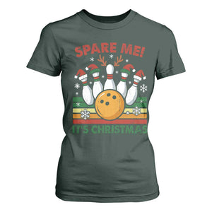Funny Christmas Bowling T Shirt For Women Spare Me Its Xmas Festive Holiday TS11 Dark Forest Green Print Your Wear