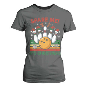 Funny Christmas Bowling T Shirt For Women Spare Me Its Xmas Festive Holiday TS11 Dark Heather Print Your Wear