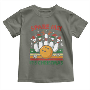 Funny Christmas Bowling Toddler T Shirt Spare Me Its Xmas Festive Holiday TS11 Military Green Print Your Wear