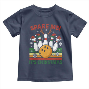 Funny Christmas Bowling Toddler T Shirt Spare Me Its Xmas Festive Holiday TS11 Navy Print Your Wear